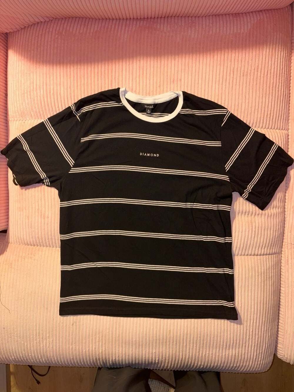 Diamond Supply Co. Black and White Striped Ringer T-Shirt